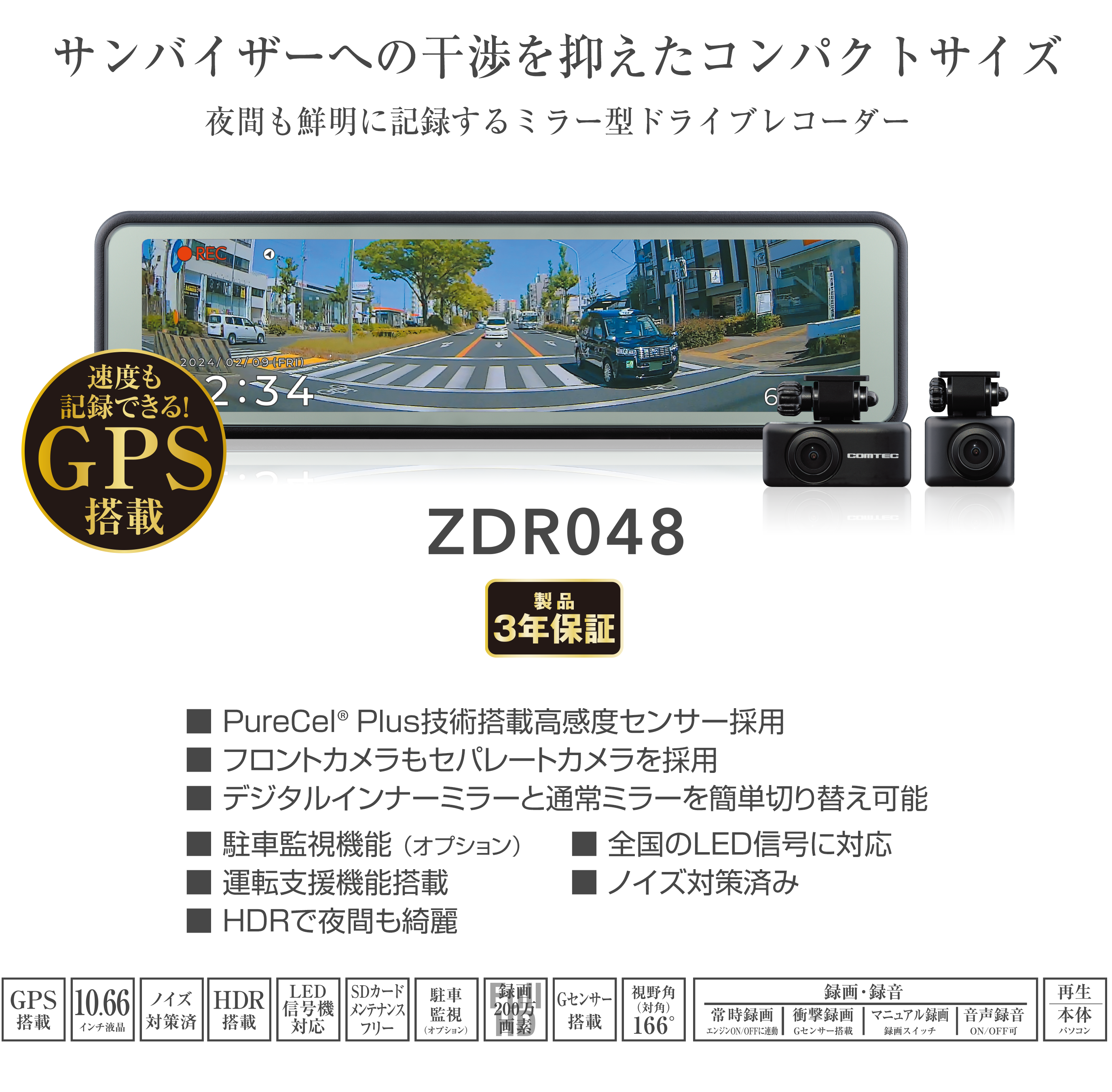 ドライブレコーダー　ZDR048